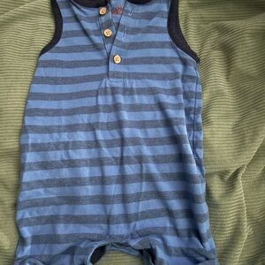 Striped Blue Baby Romper